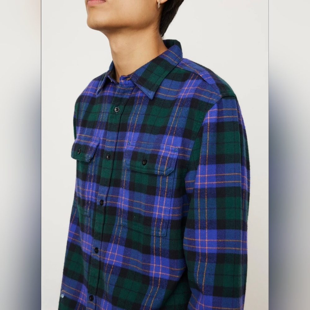 The North Face Men's Flannel Shirt Plaid Button UP Purple-Green Size XXL NWOT